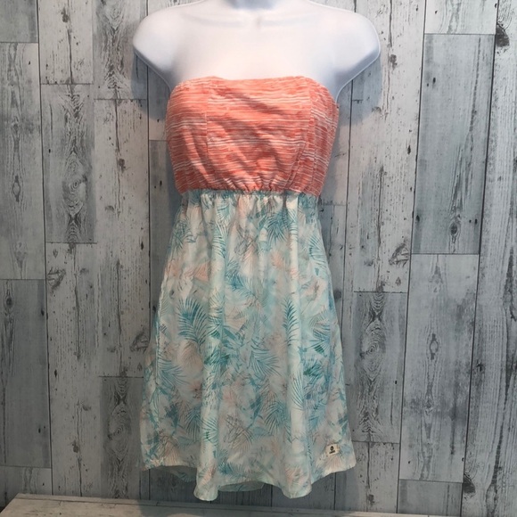 Lagaci Strapless Tropical Print Dress Medium - Picture 1 of 11